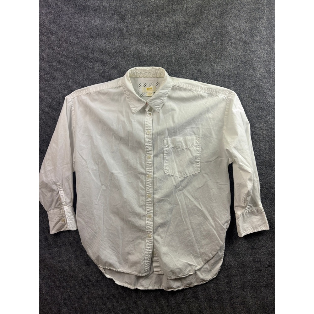 Maeve Button Down Shirt Womens Medium White Long Sleeve Cotton OB1671678